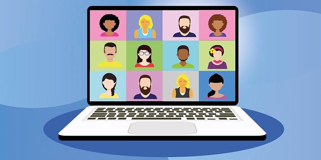 Image of computer screen showing people having a virtual discussion